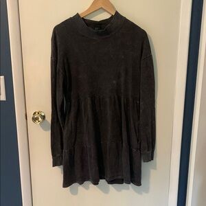 Dark Grey Long Sleeve Mock Neck Dress